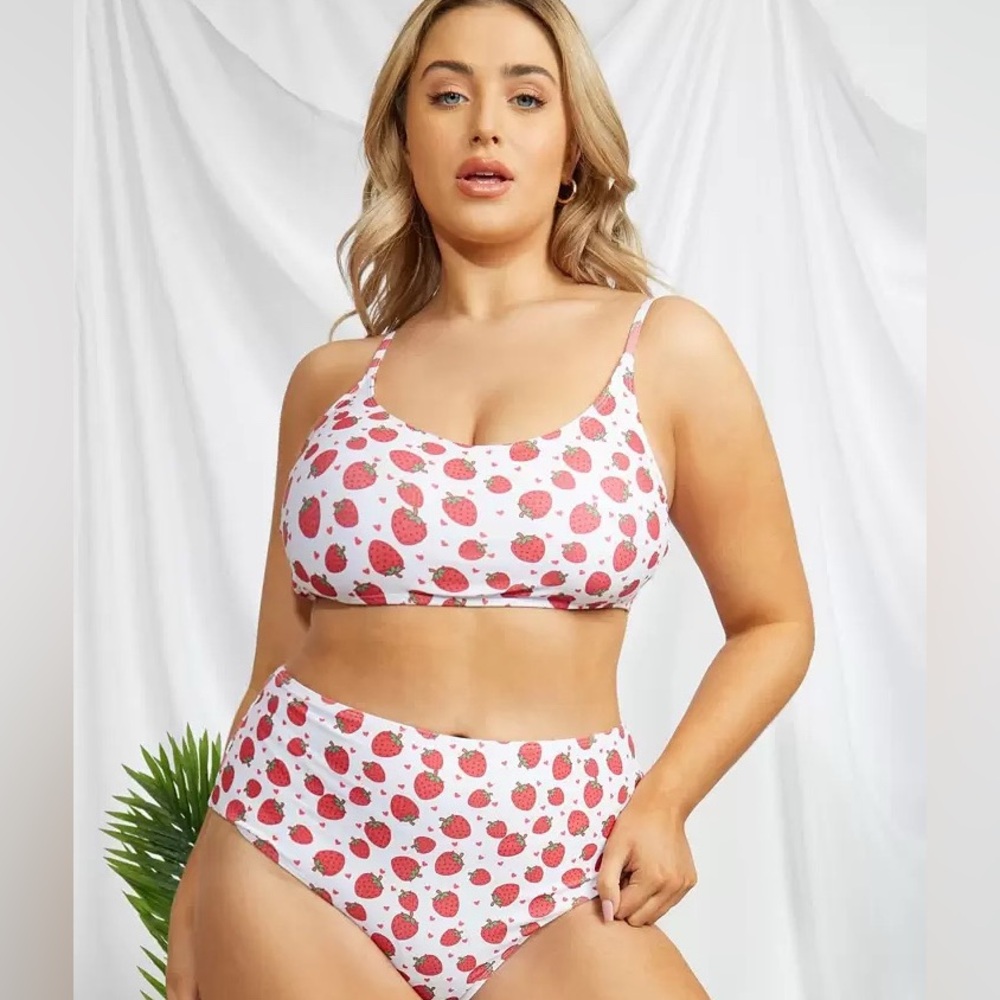 Strawberry Print Bikini Set